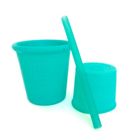 Silikids Vaso con tapa antiderrame y pajita de silicona.